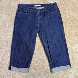 Levi's Jeans Cuffed Capri Women's size 12 Dark Wash Blue Denim